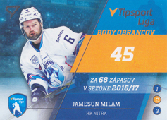 Milam Jameson 17-18 Tipsport Liga Lídri štatistik 2016-17 #S14