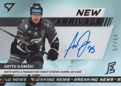 Ilomäki Arttu 24-25 Tipsport Extraliga New Arrivals Auto #NAS-AI