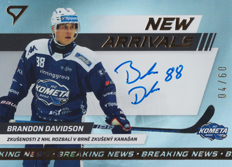 Davidson Brandon 24-25 Tipsport Extraliga New Arrivals Auto #NAS-BD