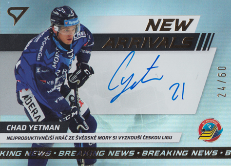 Yetman Chad 24-25 Tipsport Extraliga New Arrivals Auto #NAS-CY