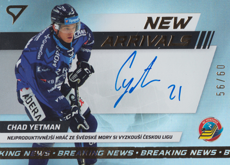Yetman Chad 24-25 Tipsport Extraliga New Arrivals Auto #NAS-CY