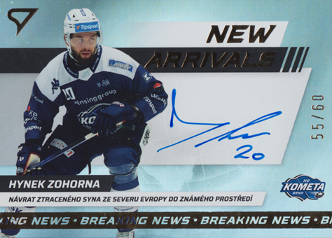 Zohorna Hynek 24-25 Tipsport Extraliga New Arrivals Auto #NAS-HZ