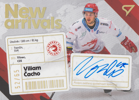 Čacho Viliam 23-24 Tipsport Extraliga New Arrivals Auto #NAS-VC