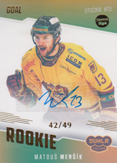 Menšík Matouš 22-23 GOAL Cards Chance liga Rookie Autograph #RO-2