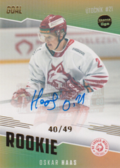 Haas Oskar 22-23 GOAL Cards Chance liga Rookie Autograph #RO-15