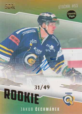 Čechmánek Jakub 22-23 GOAL Cards Chance liga Rookie Autograph #RO-19