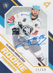 Kremláček Vladimír 21-22 Tipsport Extraliga Rookie Premiere Auto #RP-25