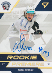 Dvořák Adam 22-23 Tipsport Extraliga Rookie Premiere Auto #RPS-AD