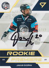 Dvořák Jakub 22-23 Tipsport Extraliga Rookie Premiere Auto #RPS-JD