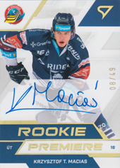 Maciaś Krzysztof 22-23 Tipsport Extraliga Rookie Premiere Auto #RPS-KM