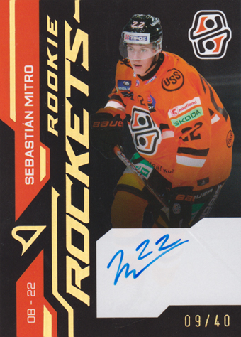 Mitro Sebastián 24-25 Tipos Extraliga Rookie Rockets Gold Auto #RR-14