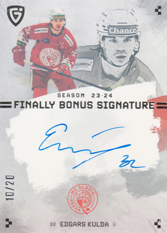 Kulda Edgars 23-24 GOAL Cards Finally Bonus Signature Silver #S-SL3