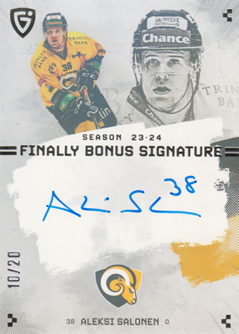 Salonen Aleksi 23-24 GOAL Cards Finally Bonus Signature Silver #S-ZL4