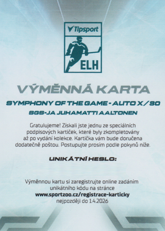 Aaltonen Juhamatti 23-24 Tipsport Extraliga Symphony of the Game Auto #SGS-JA