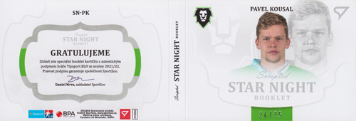 Kousal Pavel 21-22 Tipsport Extraliga Star Night Booklet #SN-PK