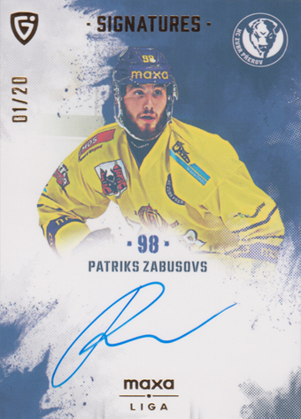 Zabusovs Patriks 24-25 GOAL Cards Maxa liga Signatures Gold #S-PV2