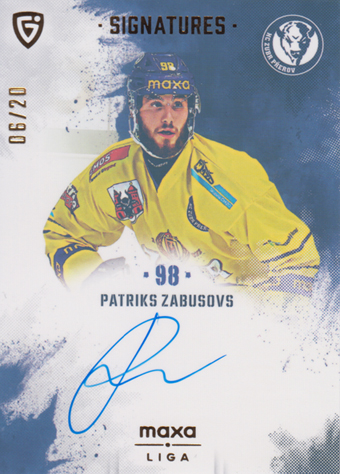 Zabusovs Patriks 24-25 GOAL Cards Maxa liga Signatures Gold #S-PV2