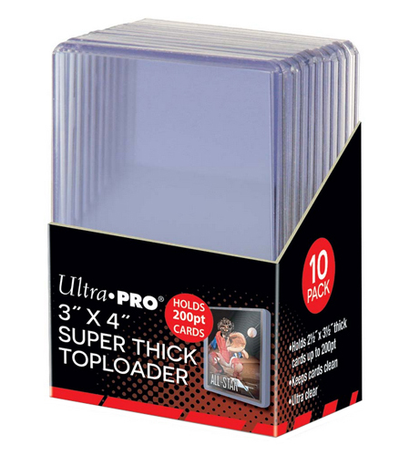 Balení 10 plastových toploaderů UltraPro 200pt