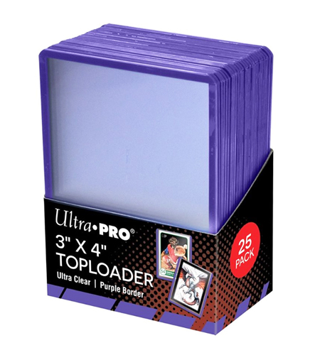 Balení 25 plastových toploaderů UltraPro Purple Border 35pt