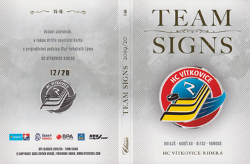Dolejš Kudělka Olesz Vandas 19-20 OFS Classic Team Signs Booklet #TS-16