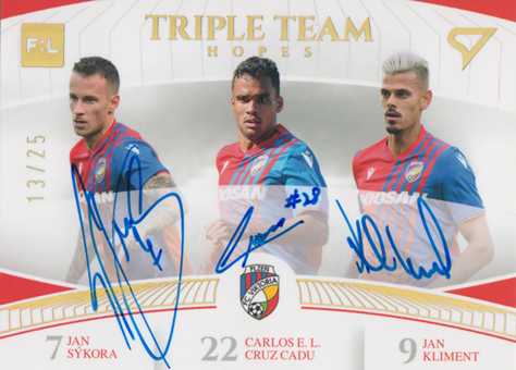 Sýkora Cadu Kliment 22-23 Fortuna Liga Triple Team Hopes Auto #TTS-PLZ