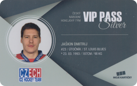 Jaškin Dmitrij 2018 MK Reprezentace VIP Pass Silver #VV9
