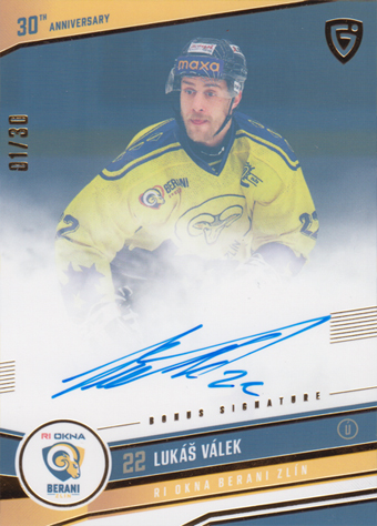 Válek Lukáš 24-25 GOAL Cards Maxa liga 30 let od Finále Signature #ZL-06