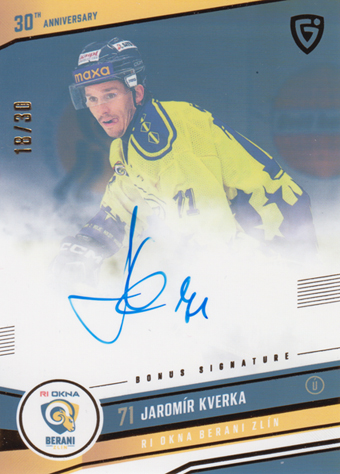 Kverka Jaromír 24-25 GOAL Cards Maxa liga 30 let od Finále Signature #ZL-16