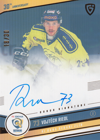 Riedl Vojtěch 24-25 GOAL Cards Maxa liga 30 let od Finále Signature #ZL-17