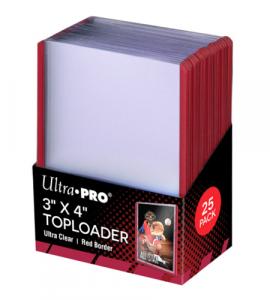 Balení 25 plastových toploaderů UltraPro Red Border 35pt